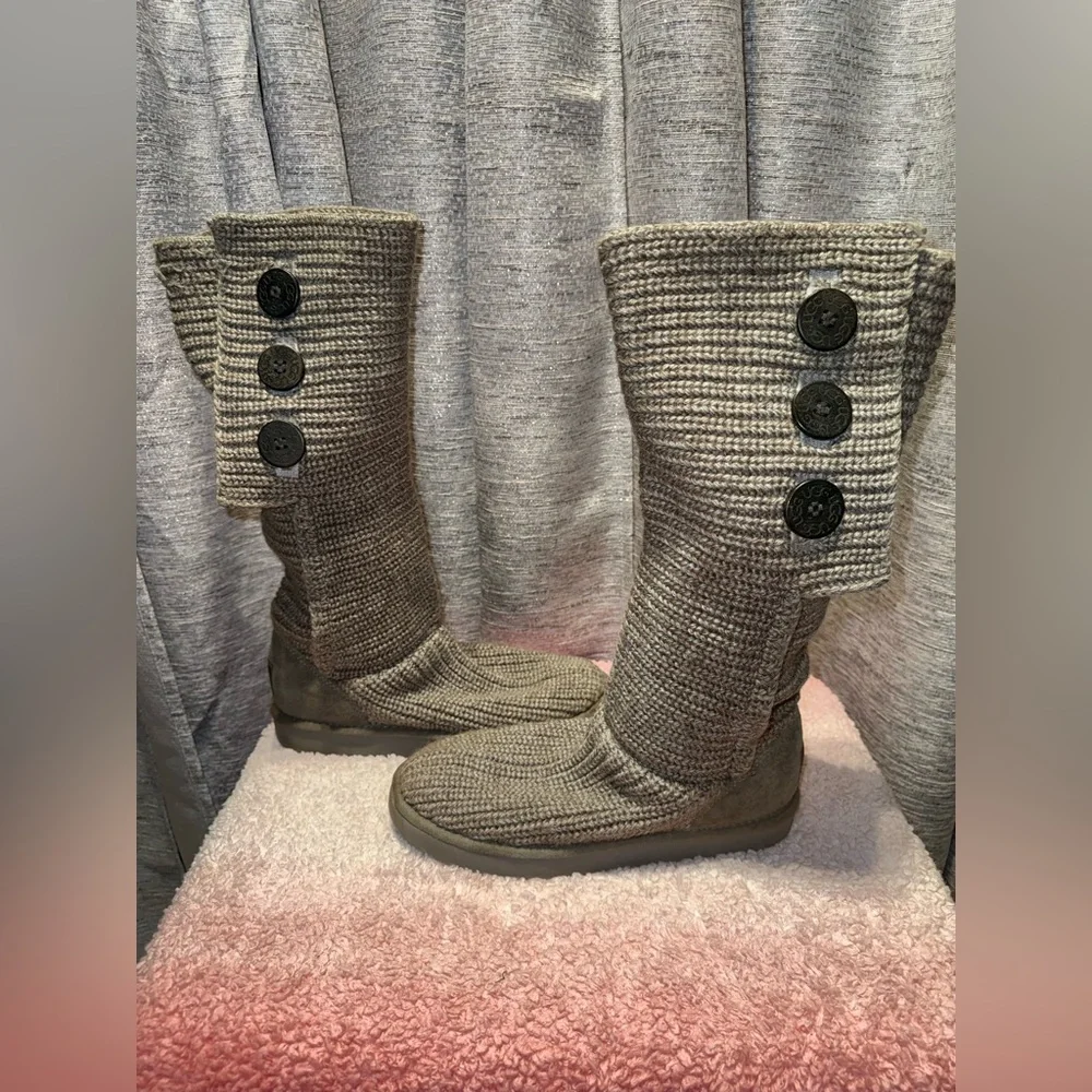 UGG Gray Knit Button Boots - Picture 3 of 9